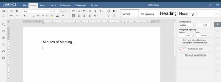 Editing a document in INFINCE