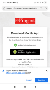 Download of the APK (installation) file in progress.