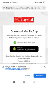 Download of the APK (installation) file in progress.