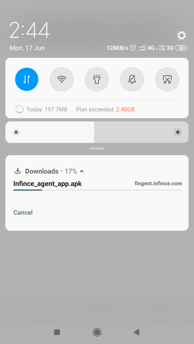 Download progress is seen in the notifications bar.