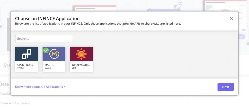 01 a) Choose from the list of subscribed Applications
