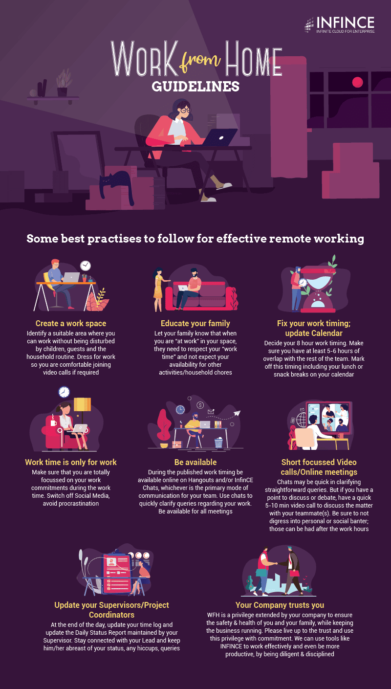 Effective Work From Home Tips - Infographic - InfinCE