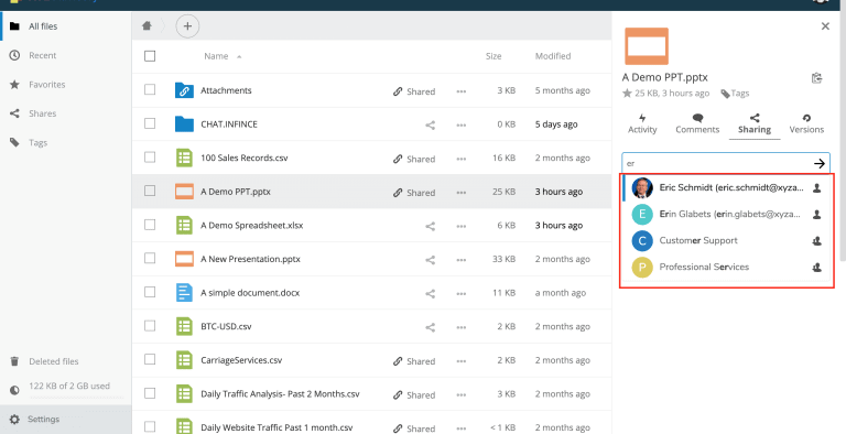 Sharing File with colleague, team or department