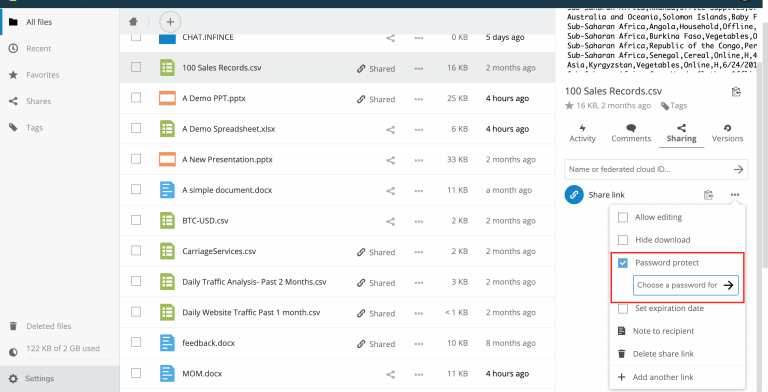 Set password protection for File or Folder